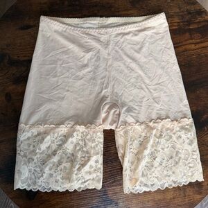 Beige Lace Slip Shorts